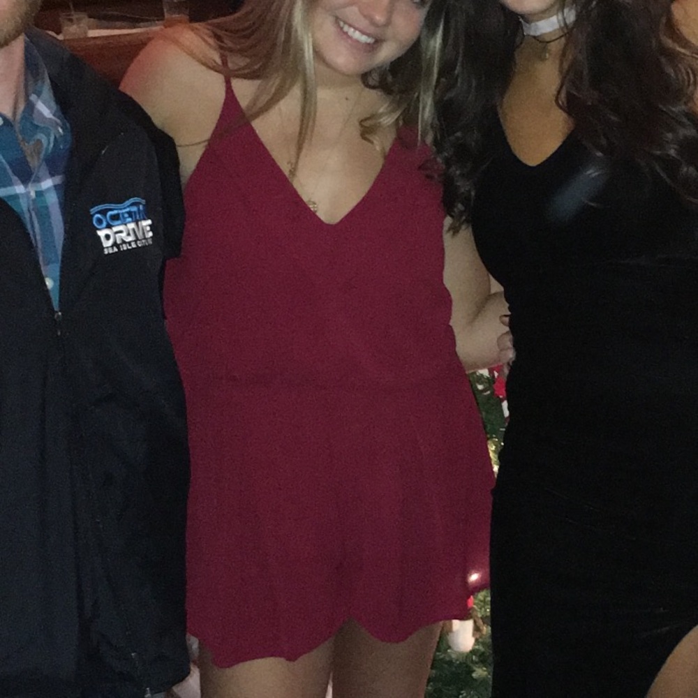 Red Strapped Romper
